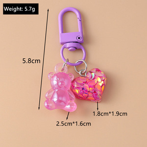 Cute Lover Heart Resin Bear Keychain Mini <b>Teddy</b> Bear Car Key Chain Bag Charm Handbag Pendant for <b>Women</b> Girls Jewelry Gift - Product Image 4