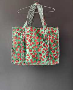 Bolso Tote de Algodón Acolchado con Estampado de Sandía, Estilo Jaipuri, Bolso de Hombro Elegante para Mujer, Bolso de Viaje - Product Image 1
