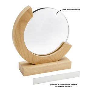 Trofeo in Vetro da 150mm di Diametro con Supporto in Legno, Elegante Cornice in Vetro - Product Image 2