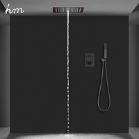 VENTE CHAUDE Colonne Noir Ensemble de Douche Plafond Led Pluie Système de Massage 360x500mm