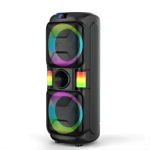 ABS-8202 2024 New 2*8 inch Outdoor Portable Bluetooth Speakers Wireless Bass RGB Light Karaoke Big Party Column Speaker