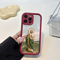 Coque de téléphone personnalisée antichoc souple avec portrait religieux Saint Jude pour iPhone 17 Pro Max, 16, 15, 13, 11, 12, 14