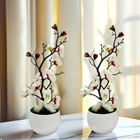 1pcs Bonsaï Fleurs de Soie Prune Plantes Artificielles en Pot Fleurs Simulation Branche de Prune d'Hiver Vases Décoration de Maison de Mariage
