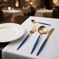 Ensemble de couverts HADI Restaurant 1810 Export Bule Gold en acier inoxydable 304, couteaux et fourchettes, compatibles lave-vaisselle, provenant du Guangdong
