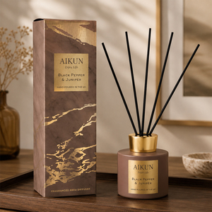 Aikun 120ml Metal Label Marble Box Any Scent Small Batch 3 Day Sample 7 Day Ship Long Lasting Round Glass <b>Reed</b> <b>Diffuser</b> Set - Product Image 1