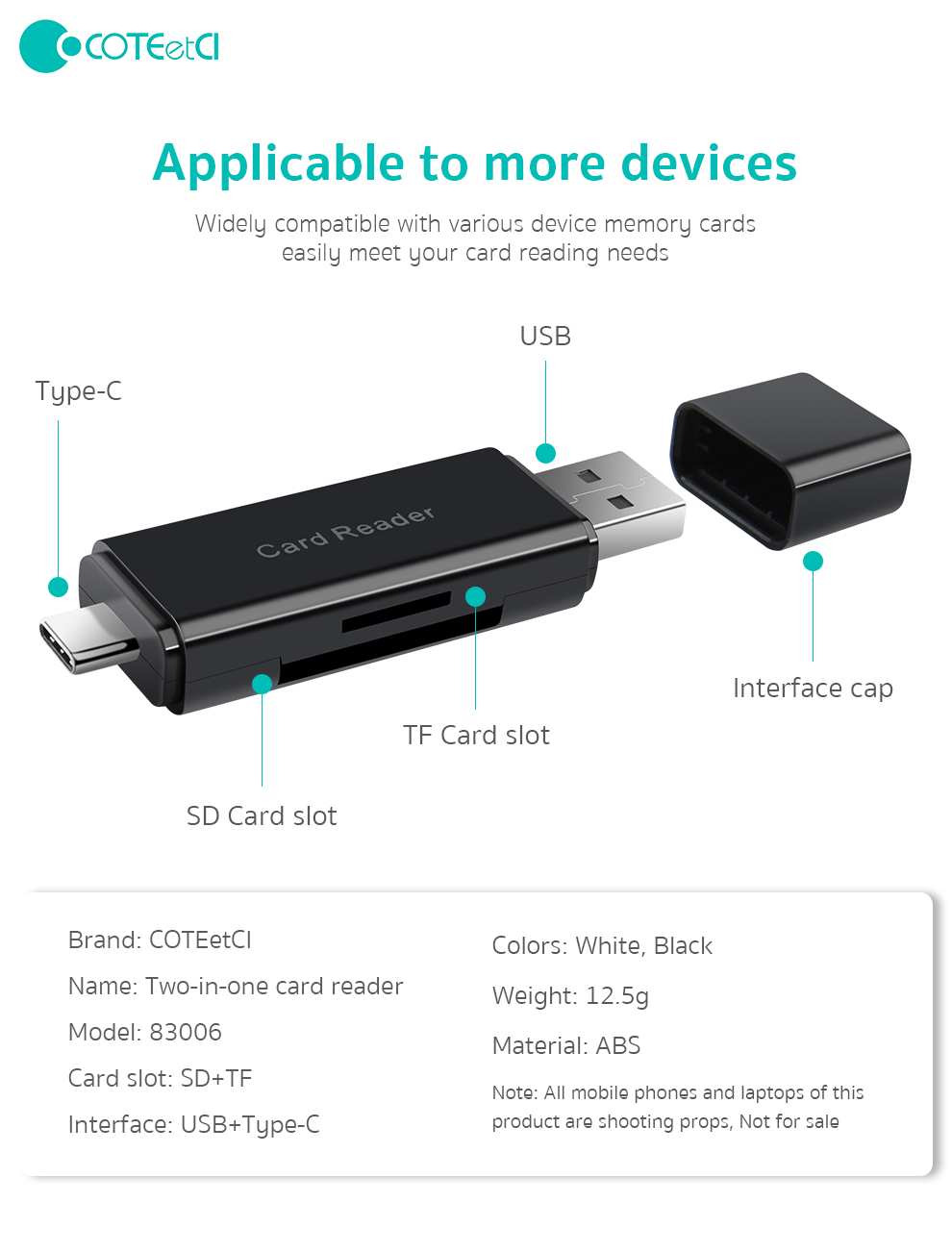 magnetic card OTG SD&TF card reader USB TYPE-c 2.0 multi-function card reader/writter for Mobile and PC