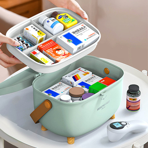 Pastillero Portátil de Doble Capa de Plástico, Caja de Medicamentos Impermeable con Tapa, Botiquín para la Prevención de Epidemias Familiares - Product Image 3