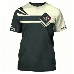 Camiseta de Billar Vintage Personalizada S.Q.F, 100% Algodón, Manga Corta, Rayas Retro, Transpirable, de Secado Rápido, para Hombre - Product Image 1