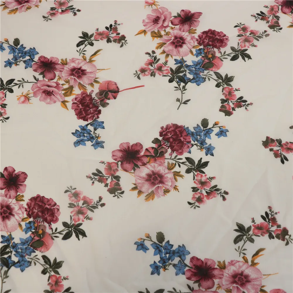 Shaoxing Textile 100% Polyester Custom Print Blumen Chiffon Gewebe für Kleid