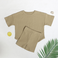 New Designer Trendy Custom Unisex Baby Stoff Set Kurzarm Anzug Solid Baby Girl Kleidung Sets 3-4 Großhandel