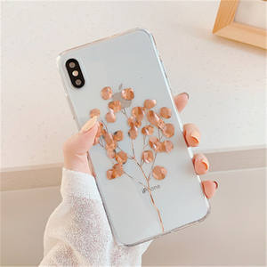 Placcato splendente foglie d'acero cassa <span class=keywords><strong>pianta</strong></span> lamina d'oro albero del <span class=keywords><strong>telefono</strong></span> trasparente Cover posteriore per iPhone 16 17 Pro Air Max 11 Pro Max 7 8 Plus - Product Image 3