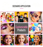 Palette de 6 couleurs de peinture corporelle scintillante écologique non toxique, gel à paillettes épaisses, kit de maquillage sûr pour la peau, le visage et les cheveux pour enfants