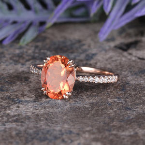 Bague en argent 925 plaqué rhodium avec cabochon en pierre de soleil d'Oregon, vintage, pour mariage et fêtes, livraison rapide - Product Image 5