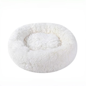 Katzen- und Hundebett, umweltfreundlich, XL, warm, für draußen, beruhigend, Donut-Form, Plüsch, waschbar, Kunstfell, weiß, flauschig, bequem, direkt vom Hersteller, Großhandel - Product Image 1