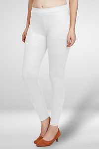 Women Solid <b>White</b> Stretchable Leggings Comfortable Slim Fit Casual Wear Pants - Product Image 4