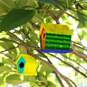 Sıcak satış çizim çocuklar için boş ahşap oyuncaklar sihirli kuş besleyici bir pencere şeffaf ev DIY kuş evi - Product Image 5