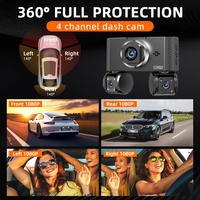 Caméra embarquée CPT 4 canaux pour voiture, 360° WiFi, surveillance de stationnement 24h/24, 4 objectifs FHD 1080P, écran tactile IPS 3,16 pouces, capteur G, application
