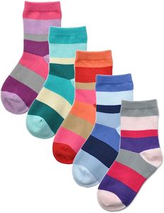 Calzini per bambini arcobaleno in cotone di alta qualità calzini per bambini multicolori personalizzati da 5 pezzi senza cuciture <span class=keywords><strong>a</strong></span> <span class=keywords><strong>righe</strong></span> arcobaleno - Product Image 3