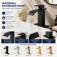 Robinet de lavabo cascade classique monotrou en acier inoxydable à poser sur le plan, avec cartouche céramique et poignée unique