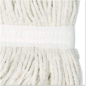 Boardwalk BWK2020REA White Cut-End Rayon Wet <b>Mop</b> Head Rectangle Pattern with Plastic Basket & <b>Mop</b> Handle for <b>Flat</b> Floor Cleaning - Product Image 5