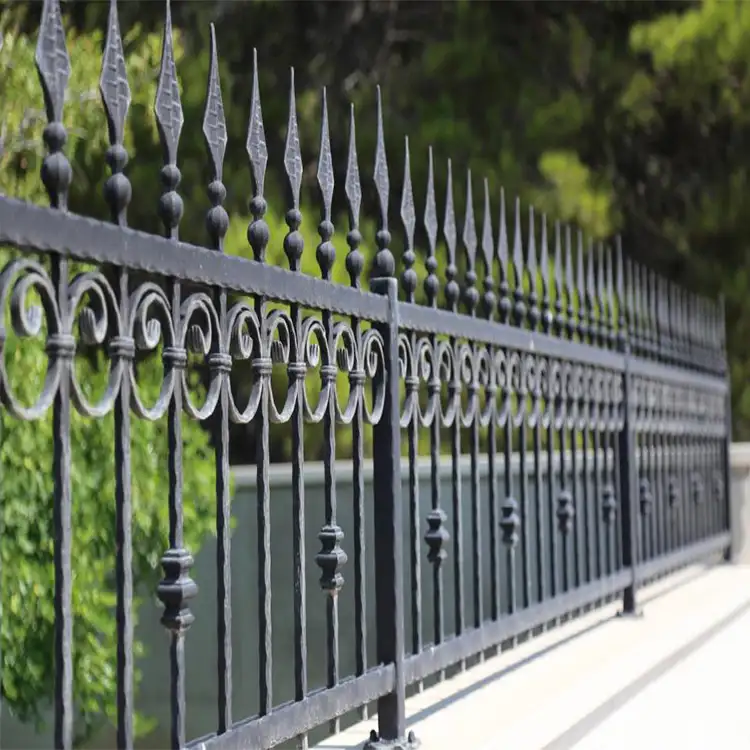 HS-MFA3 made in china house iron privacy fence designs outdoor garden wall decor black rod wrought iron fences steel fencing