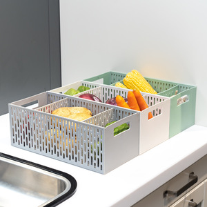 Plastic Storage Baskets Rectangle Cream Color No Lid Desktop Storage Box Kitchen Fruit Vegetable Organizer - Product Image 1