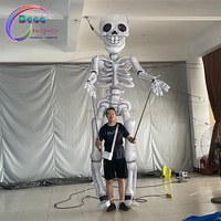 Costume de marche pour défilé d'Halloween, Homme-tête de mort, Marionnette squelette gonflable à éclairage LED, Homme citrouille à vendre