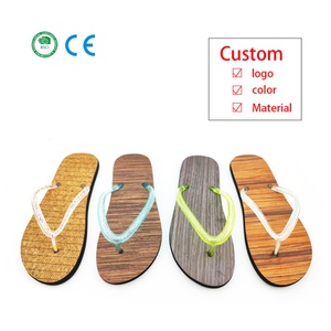 BSCI CE Certified Factory Custom Logo Men's <b>Flip</b> <b>Flops</b> Wood Grain Pattern Soft EVA <b>Beach</b> Sandals OEM Wholesale Footwear - Product Image 3