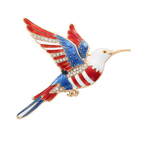 Broche HLC Colibri, Épinglette Mode Animale, Bijou Émaillé, Broche Aigle National Patriotique avec Strass en Cristal - Product Image 1