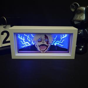 Lámpara de Papel Tallado Anime GOJO, Lámpara de Sombra 3D con Marco, Lámpara Nocturna LED con 16 Colores Cambiantes para Decoración de Habitaciones - Product Image 1