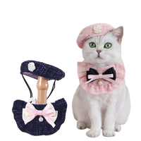 Vente de gros Accessoires pour animaux de compagnie Chapeau de chat avec bandana Ensemble
