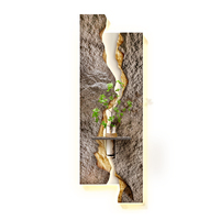 Peinture décorative de luxe en gros pour entrée, texture sable 3D, peinture moderne avec plantes vertes hydroponiques suspendues et éclairage LED