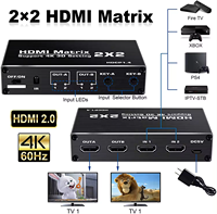 Matrice HDMI SYONG 2x2 avec télécommande IR, prend en charge HDMI 2.0b, HDCP2.2, HDR10, Ultra HD, commutateur/splitter HDMI 3D 2 entrées 2 sorties