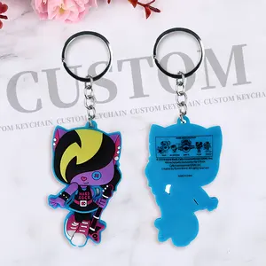 Wholesale custom logo Rubber Keychain Cartoon embossed / debossed 2D 3D design Soft Pvc key ring