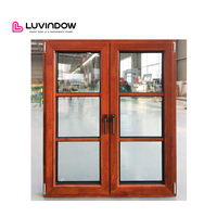 Fenêtre moderne à ouverture basculante en bois de chêne rouge importé des États-Unis/Canada, revêtement en aluminium de haute qualité, style à ouverture battante, type de volet à lamelles