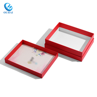 Boîte en carton rouge personnalisée pour célébration d'anniversaire, boîte à cadeaux télescopique à couvercle supérieur, emballage en deux pièces, vente en gros