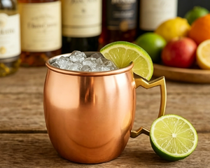 Tazza Mule in Rame Puro da 16oz, a Forma di Barile con Manico in Ottone, Superficie Liscia, Ideale per Cocktail, Birra, <span class=keywords><strong>Acqua</strong></span> - Perfetta come Bomboniera - Product Image 4