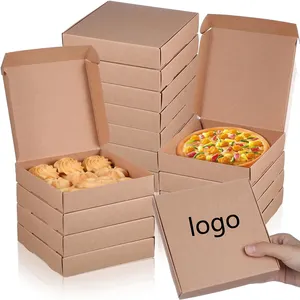 Nouveaux produits en gros conception gratuite taille personnalisée et logo pliant boîte à emporter en papier Kraft boîte à pizza frite Snack gâteau carton