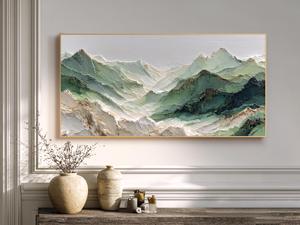 <b>Hand</b>-painted Abstract Oil Canvas Painting Misty Green Mountains Plastic Frame Hanging Living Room Sofa Background Decoration - Product Image 4