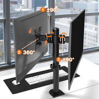 Support de bras double pour moniteur réglable en hauteur 13-32 pouces, fixation sur bureau, pince en C, pour 2 écrans, en acier allié, VESA 75/100 mm, rotation à 360°, vente en gros à prix réduit