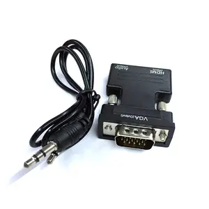 Mới Nhất OEM ODM Nữ Đến Nam 1080P HDMI Để VGA Adapter Với Đầu Ra Âm Thanh Với Màu Đen