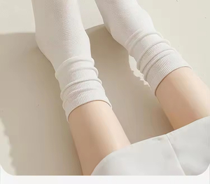 Wholesale Set Cotton Crew <b>Socks</b> Medium Tube Knitted Loose Long <b>Soft</b> Solid Color Casual Black White Breathable Spring Autumn - Product Image 5