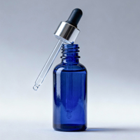 Flacon compte-gouttes en verre ambré bleu de 5 ml, 10 ml, 15 ml, 20 ml, 30 ml, 50 ml pour huile essentielle avec bouchon antivol et compte-gouttes insérable