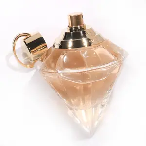 Unique Luxury Empty Translucent 50ml 75ml Inverted Cone Diamonds Shape Glass Spray Perfume Bottle
