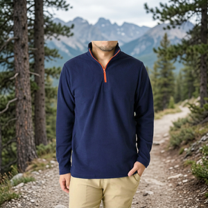 Custom Printed Quarter Zip Fleece Men's Casual Autumn Sweatshirt with Stand Collar Regular Fit Custom Colors & OEM Service - Product Image 3
