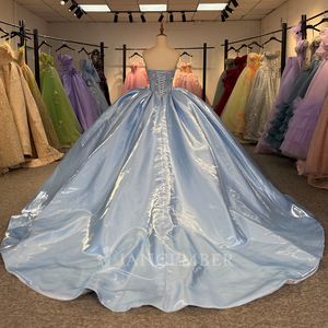 ชุดเดรสสีน้ำเงินซาตินสำหรับงาน Quinceanera ประดับด้วยลูกปัด สำหรับงาน Sweet 15 16 งานพรอม งานเลี้ยง รุ่น Dy1284 - Product Image 6