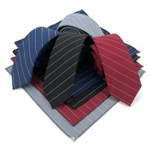 Pamuk çizgili kravat 6cm dar erkek takım elbise pamuk cep kare iki parçalı Set pamuk erkekler kravat seti