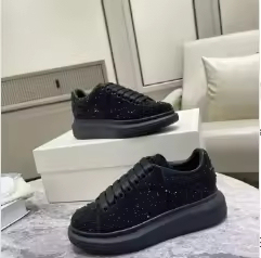 Luxury Designer <b>Lace</b>-Up Monk Strap Fabric Upper Cushioning Shoes Mens Womens Platform MC Black <b>White</b> Sneakers Mqqueen - Product Image 3