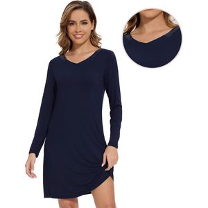 Chemise de nuit personnalisée pour femme en viscose de bambou, manches longues, légère, grande taille S à 4X - Product Image 2
