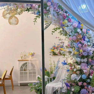 Ensemble <span class=keywords><strong>de</strong></span> café décoration <span class=keywords><strong>de</strong></span> fenêtre pour une utilisation en intérieur Monet Garden Style français mariage en plein air décoratif fausses fleurs et plante verte - Product Image 6